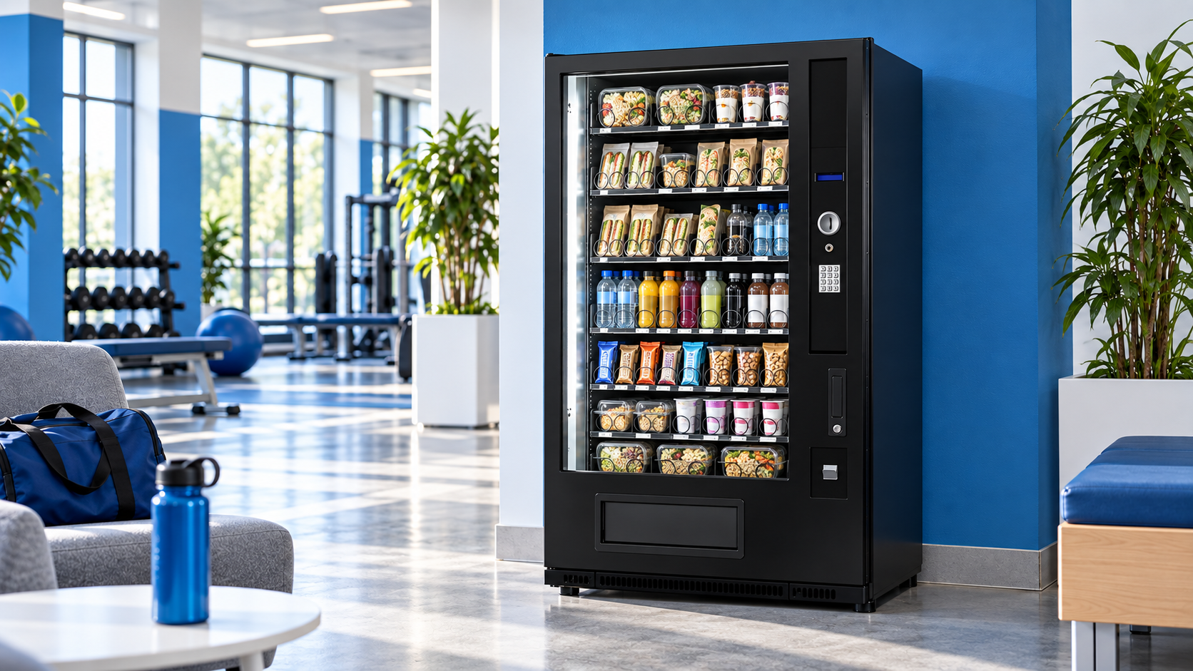 Automaat met uiteenlopende productkeuzes op locatie