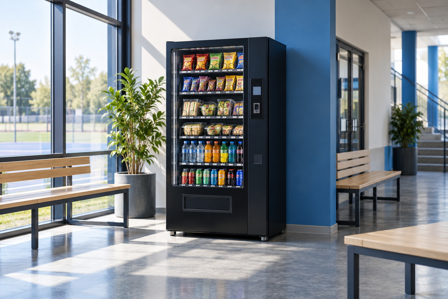 Voorbeeld van een automaat in een school- of sportlocatie