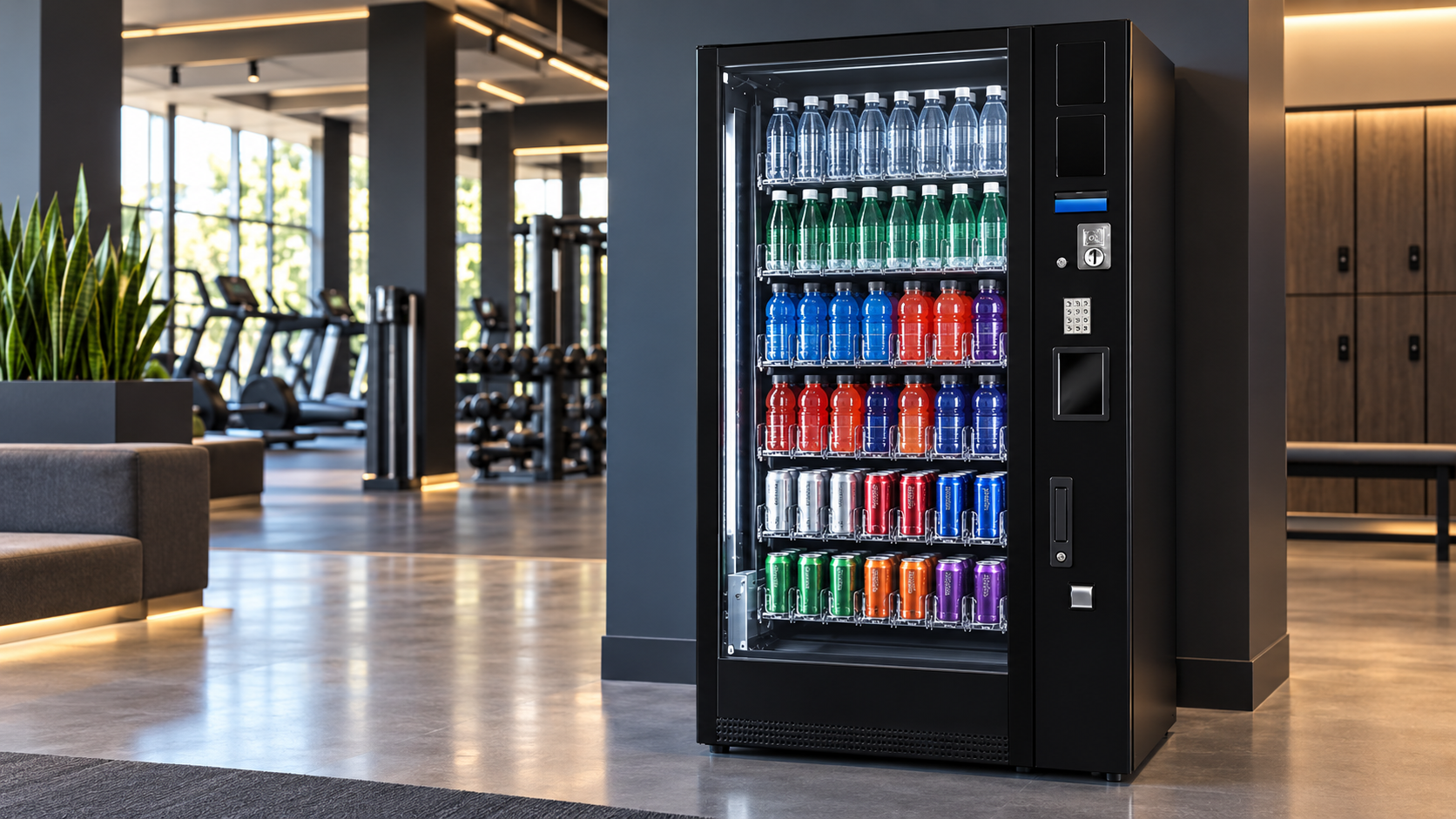 Drankenautomaat met gekoelde flessen en blikjes